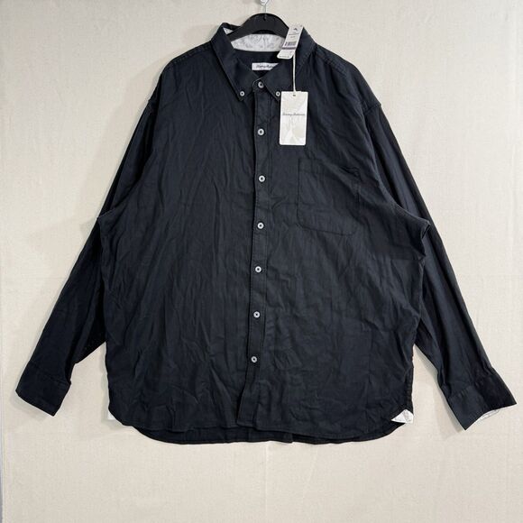 Tommy Bahama Mens Long Sleeve Black Shirt Huntington Herringbone $150 Size XXL - Picture 1 of 7